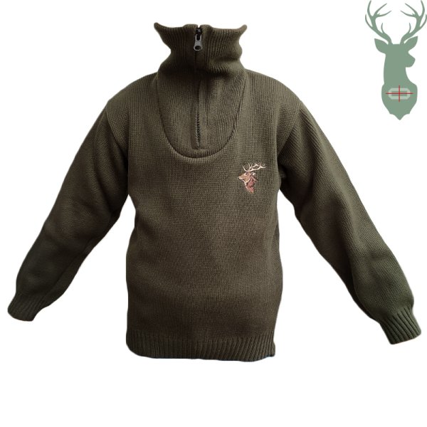 Dětský svetr s vysokým zipem - jelen
