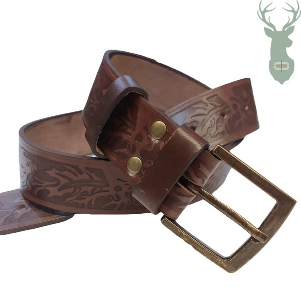 Kožený pásek - Jelen a Divočák