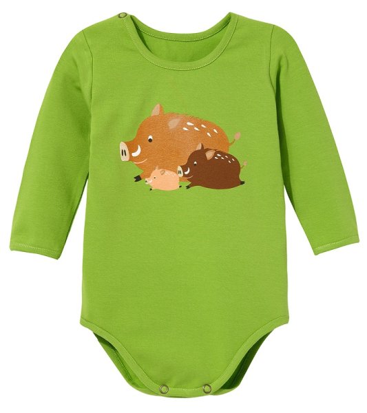 WADERA - Dětské body dlouhý rukáv- Diviak - Zelené