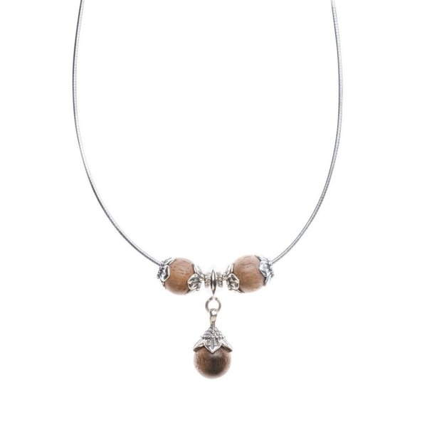 Stříbrný náhrdelník květiny ořech