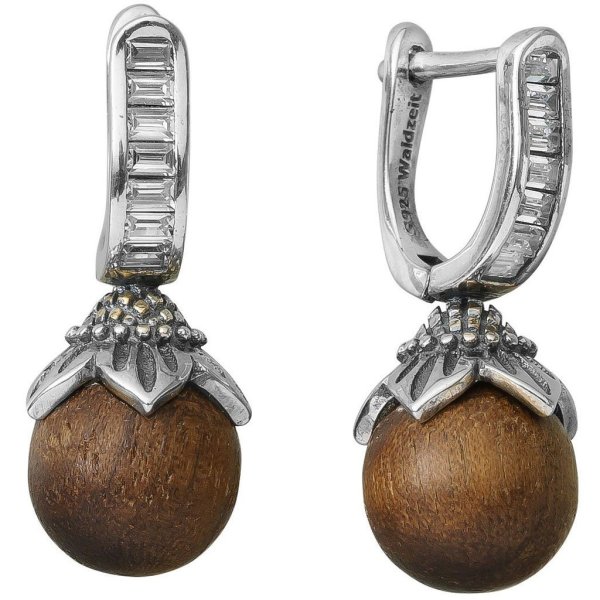 Stříbrné visací náušnice ořech